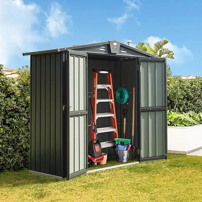 Domi Outdoor Storage Shed 5'x3, Metal Waterproof Tool Shed Utility Storage House with Double Lockable Doors & Air Vent for Garden Backyard Patio Lawn by GreenHaven Gardens