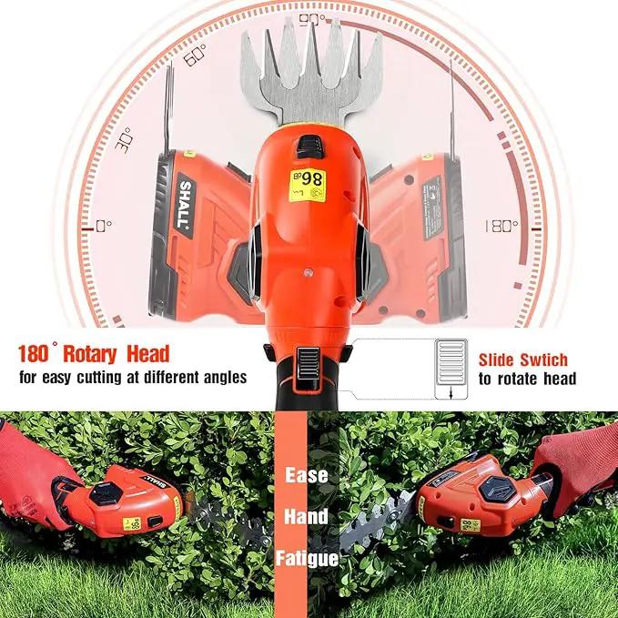 SHALL 2 in 1 Cordless Grass Trimmer & Hedge Shears - 7.2V Electric Shrub Cutter w/Pruning Scissors, Rechargeable Battery & Fast Charger by GreenHaven Gardens
