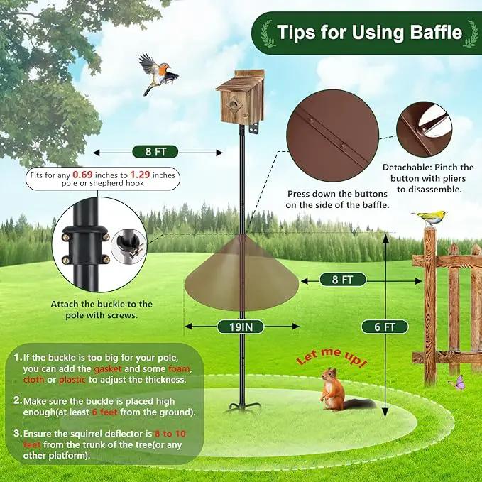 Gtongoko 19 Inch Squirrel Baffle for Bird Feeder Pole Squirrel Guards for Shepherds Hook Stopper for Bird Feeders Brown 1 Pack by GreenHaven Gardens