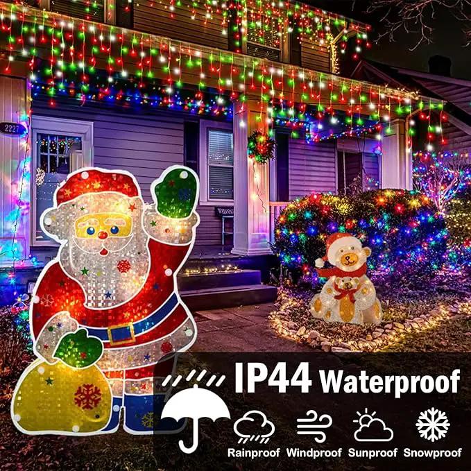 Hezbjiti Christmas Lights Outdoor Decorations,LED Christmas Lights 8 Modes 75 Drops Fairy String Curtain Lights for Christmas Decor Eaves Window Party Yard Garden (Red Green Cold, 1600LED 164FT) by GreenHaven Gardens