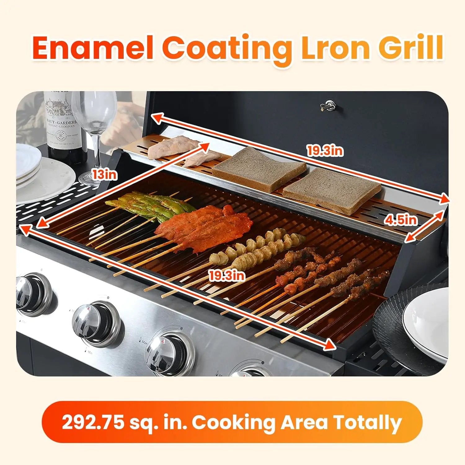 3-Burner Propane Gas BBQ Grill, Porcelain-Enameled Cast Iron Grates and 2 Foldable Side Tables, 25,650 BTU Stainless Steel Grill for Outdoor Camping Barbecue Grilling Backyard Cooking by GreenHaven Gardens