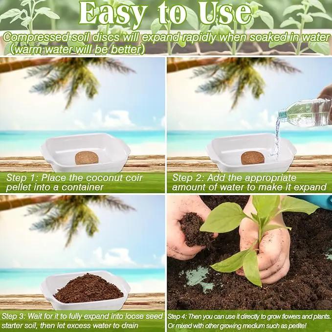 ZeeDix 100pcs 50mm Coco Coir Pellets, Compressed Coconut Coir Seed Starter Pellets Potting Soil Indoor Plants Soil Discs for Planting Flowers Bonsai Herbs Plants and Vegetables by GreenHaven Gardens