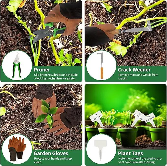 20-Piece Gardening Tools with Fashion and Durable Storage Bag - Heavy Duty Garden Tools Stainless Steel Rust-Proof Ergonomic Garden Tool Set - Ideal Gifts for Women and Men - Portable Gardening Kit by GreenHaven Gardens