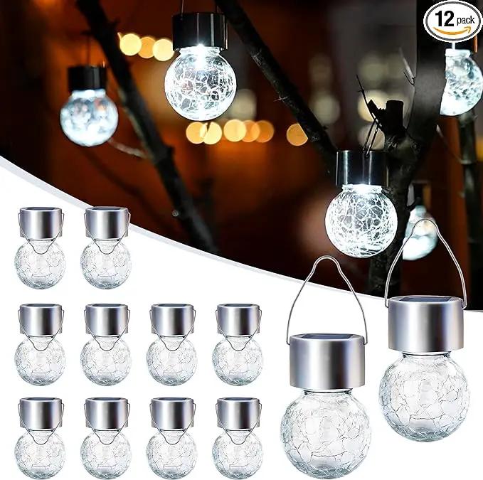 GIGALUMI 12 Pack Solar Outdoor Lights, Solar Hanging Lights for Christmas Decoration-Cracked Glass Solar Lights Outdoor Waterproof for Garden, Yard, Fence, Tree(Cold White) by GreenHaven Gardens