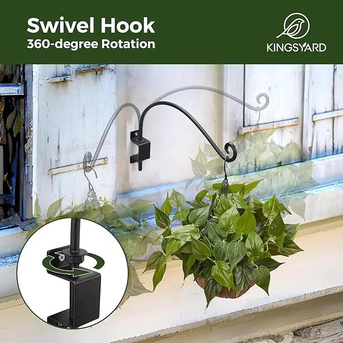 Kingsyard Swivel Plant Hangers Outdoor - 16 Inch Heavy Duty Wall Plant Hooks for Hanging Plant Baskets Bird Feeder Lanterns Wind Chimes by GreenHaven Gardens