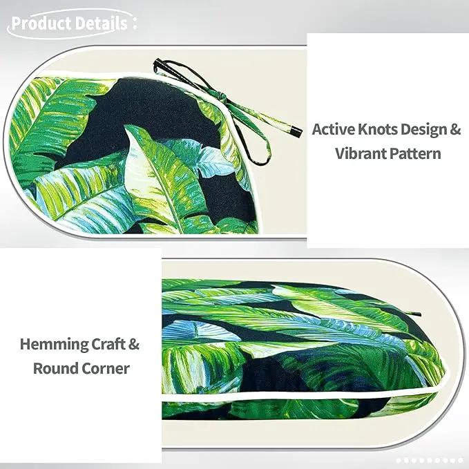 Indoor/Outdoor Chair Cushions 16x17 Inch, Patio Chair Cushions with Ties, All Weather Seat Cushions for Patio Furniture Home Garden Chair Use, Set of 4, Hanalei Lagoon by GreenHaven Gardens
