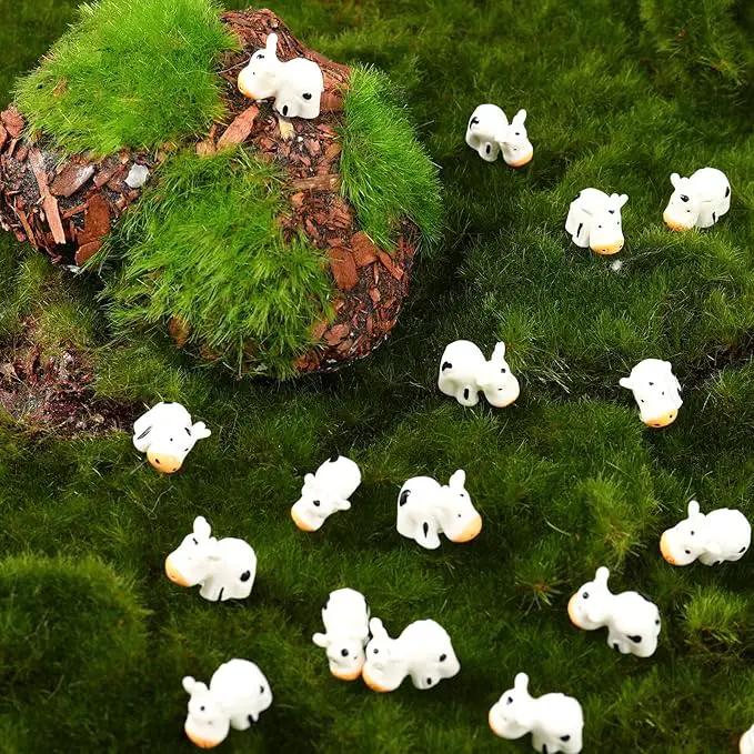Fuyamp 100 Pcs Mini Resin Cow Figurines Cute Miniature Figurines Fairy Outdoor Moss Ornaments Landscape Figurines Garden DIY Ornament Accessories for Indoor Outdoor by GreenHaven Gardens