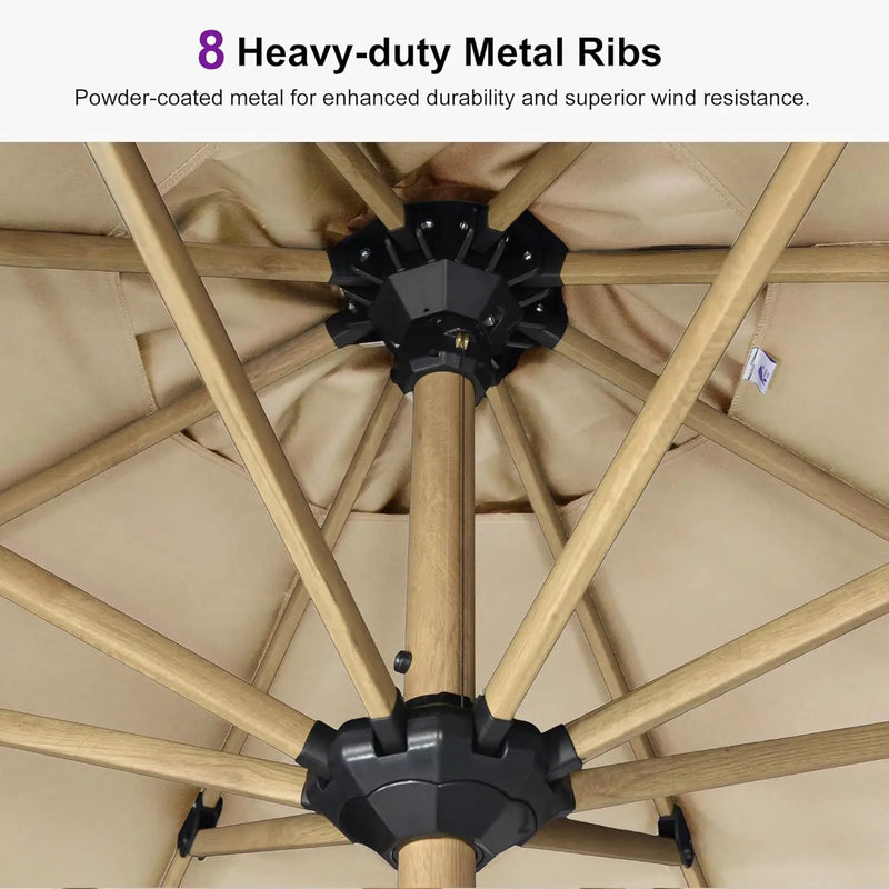PURPLE LEAF 11 Feet Patio Umbrella Outdoor Table Umbrella Round Aluminum Market Umbrella with 8 Sturdy Ribs & Crank Commercial Outdoor Umbrellas for Garden Deck Patio, Beige by GreenHaven Gardens