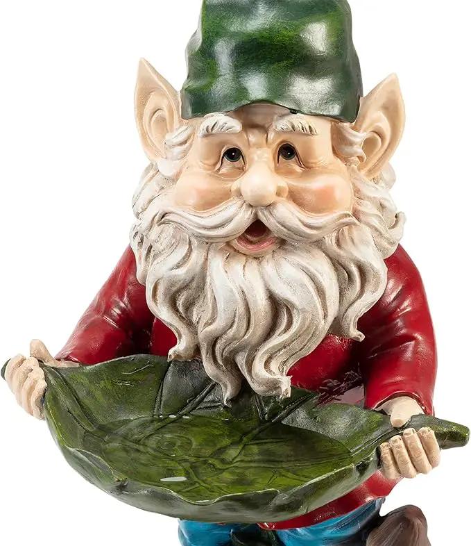 Alpine Corporation 16" Tall Outdoor Garden Gnome and Bird Feeder Yard Statue Decoration by GreenHaven Gardens