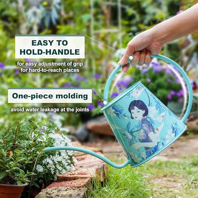 Berry&Bird House Plants Watering Can - Indoor & Outdoor 1/2 Gallon Stainless Steel Water Can with Long Spout Garden Decoration for Flower Bonsai Succulent Gardening Large Water Bottle (2L, Magnolia) by GreenHaven Gardens