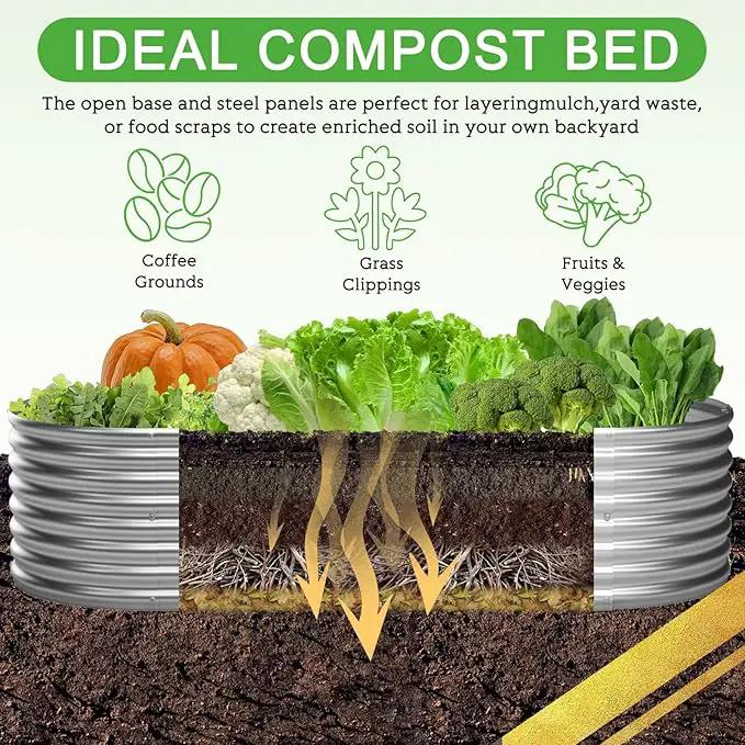 3 Pack 8x4FT Oval Galvanized Raised Garden Bed Outdoor,Metal Garden Bed for Vegetables,Above Ground Garden Box for Flower,Steel Raised Beds for Gardening by GreenHaven Gardens