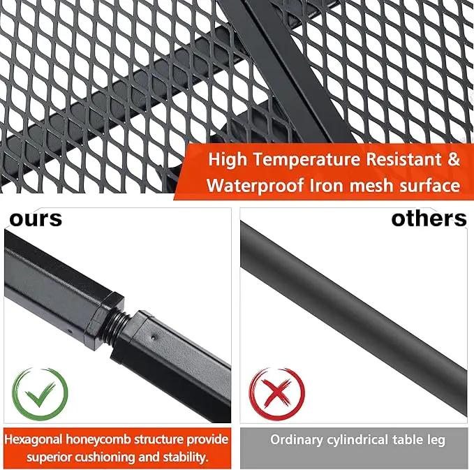 Folding Grill Table, 4x2 FT Portable Camping Table, Lightweight Height Adjustable Metal Tables with Mesh Desktop and Mesh Bag, Outdoor Tables for Camping, Picnic, Beach and BBQ, Black by GreenHaven Gardens