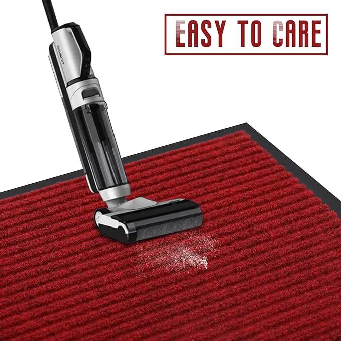 fani Heavy Duty Large Outdoor Indoor Entrance Black Doormat Waterproof Low Profile Entrance Rug Front Door Mat Patio Anti-Skid Rubber Back, 35x72 inch (Red) by GreenHaven Gardens
