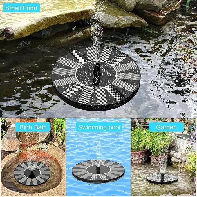 Solar Fountains,Solar Water Fountain,Solar Powered Bird Bath Fountain with 6 Nozzles - Free Standing Floating Solar Water Fountain for Bird Bath, Garden, Pond, Pool (Black-1W) by GreenHaven Gardens