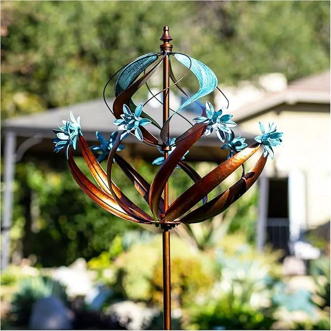 Outdoor Metal Wind Spinner for Yard Garden - Large Kinetic Wind Sculptures Spinners Outdoor, Gift for Birthday, Anniversary, Housewarming, Christmas (W26 x H86) by GreenHaven Gardens