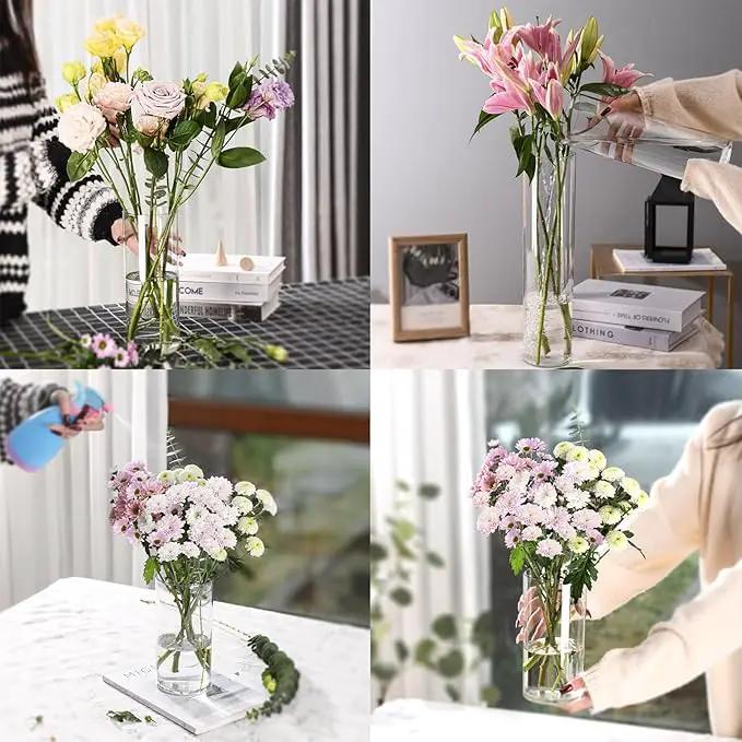 Clear Flower Vase, Non-breakable Vases, 6" W x 16" H, Acrylic Vase, Aesthetic Room Decor Cylindrical Modern Flower Vases for Table Centerpiece, Home Decor, Women Floral Arrangement Gift by GreenHaven Gardens