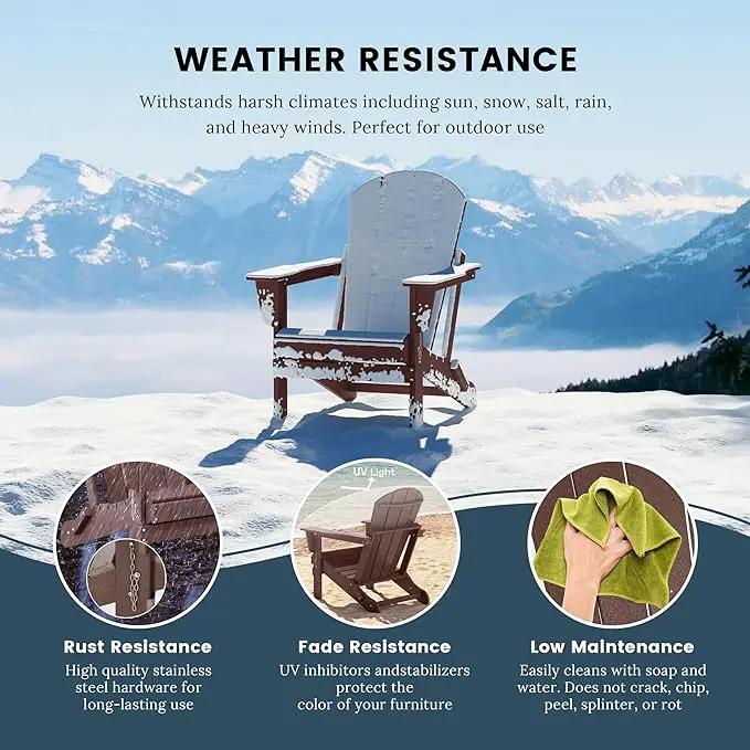 Westin Outdoors Laguna WO Home Furniture Adirondack Chair 4 PC Set Classic Outdoor Patio Folding Chair for Bon Fire Pit Lawn Backyard Beach Plastic Weather-Resistant (Dark Brown) by GreenHaven Gardens