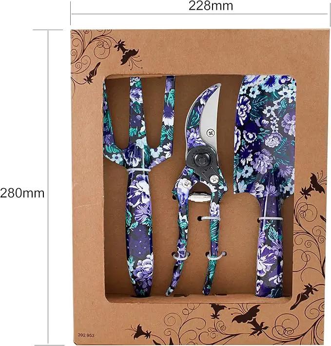 FLORA GUARD 3 Piece Aluminum Garden Tool Set - Trowel, Cultivator, Pruning Shear, Gift Set for Gardening Needs (Purple&Blue) by GreenHaven Gardens
