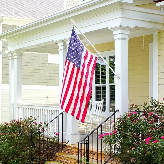 ZMTECH 2 Pcs 6 FT Flag Pole with Solar Light - Adjustable Bracket, Stainless Steel Flag Poles for Outside House, Tangle Free Flag Pole Holder Kit for American Flag (Without Flag, White) by GreenHaven Gardens