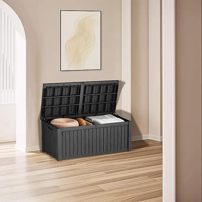 200 Gallon Outdoor Storage Box - Waterproof Patio Deck Box for Outside Deliveries, All-Weather Resin Bin with Lock for Cushions & Tools, UV-Resistant, Matte Black by GreenHaven Gardens