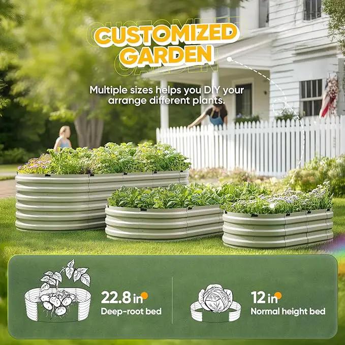 KING BIRD Raised Garden Bed Kit 2025 Upgraded Quick-Setup Galvanized Planter Garden Box Outdoor for Gardening, Vegetables, Flowers, 74x36x23 in, Olive Green by GreenHaven Gardens