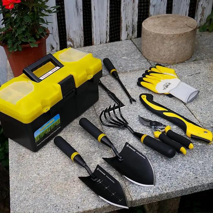 7 - Piece Gardening Tools Set, Stainless Steel Gardening Tools, Heavy - duty Hand Gardening Tools with a Toolbox, Suitable for Gardening Planting and Weeding, Gardening Gifts for Women and Men by GreenHaven Gardens