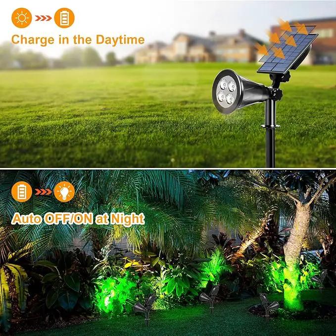T-SUNUS Green Solar Landscape Lights Christmas 4 Pack, IP65 Waterproof Halloween Garden Pond Light, Auto-on/Off Security Spotlight for St. Patrick's Day Flag Tree Wall Patio Yard Driveway Pool Area by GreenHaven Gardens