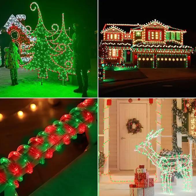 50ft LED Rope Lights Outdoor, 360 LED Connectable and Flexible Tube Lights with 8 Modes, Waterproof LED Rope Lighting for Garden Patio Pool Bedroom PartyIndoor Outdoor Christmas Decor (Red & Green) by GreenHaven Gardens