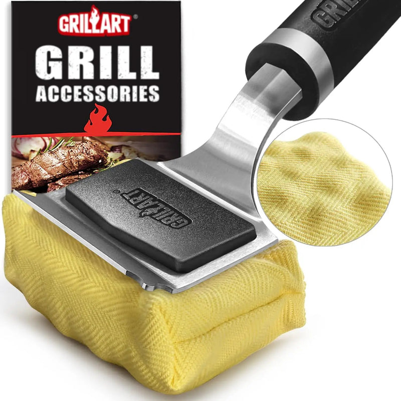 GRILLART Grill Brush for Outdoor Grill Bristle Free - Reinforced Grill Cleaner Scraper BBQ Brush - Replaceable Head Barbecue Grill Cleaning Brush - Safe BBQ Accessories Grill Tools - Gifts for Men/Dad by GreenHaven Gardens