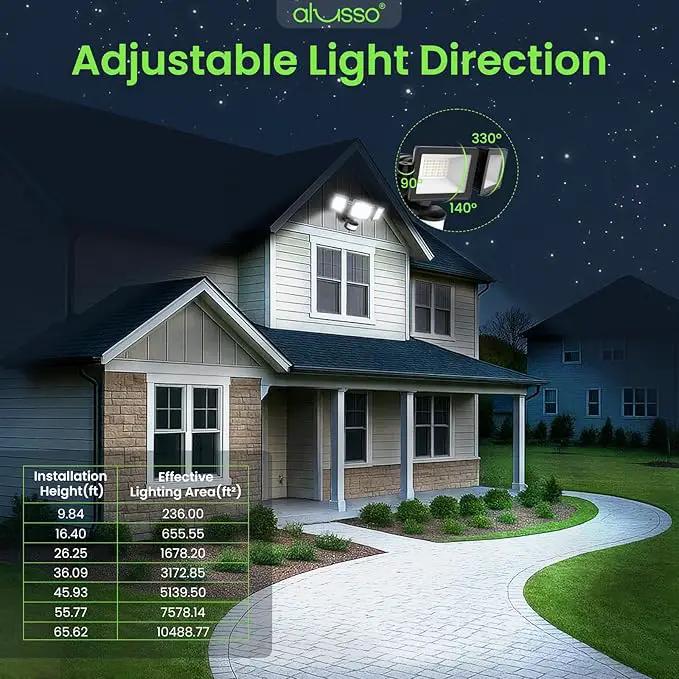 ALUSSO® Motion Sensor Outdoor Lights, 40W 4000LM 3 Modes Flood Lights Outdoor Motion Sensor, 3CCT 3 Heads Outdoor Security Light Wet Location Use for House Garage Yard Walkway, Black,ETL by GreenHaven Gardens