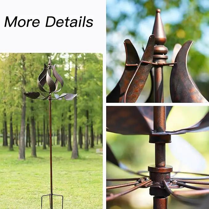 Yard Garden Wind Spinners - Large Tulip Outdoor Metal Wind Spinners with Stake, Yard Art Lawn Garden Decor (24" W x 73" H) by GreenHaven Gardens