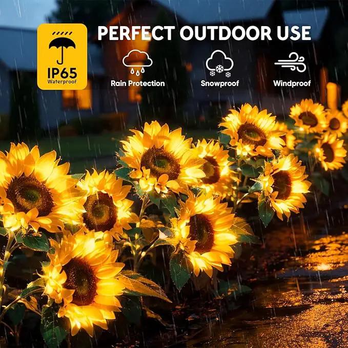 6 Pack Solar Sunflower Lights, Floral Theme, Yellow, Outdoor Garden Decor, Solar Flowers, Solar Lights for Outside Yard, Solar Sunflower Lights by GreenHaven Gardens