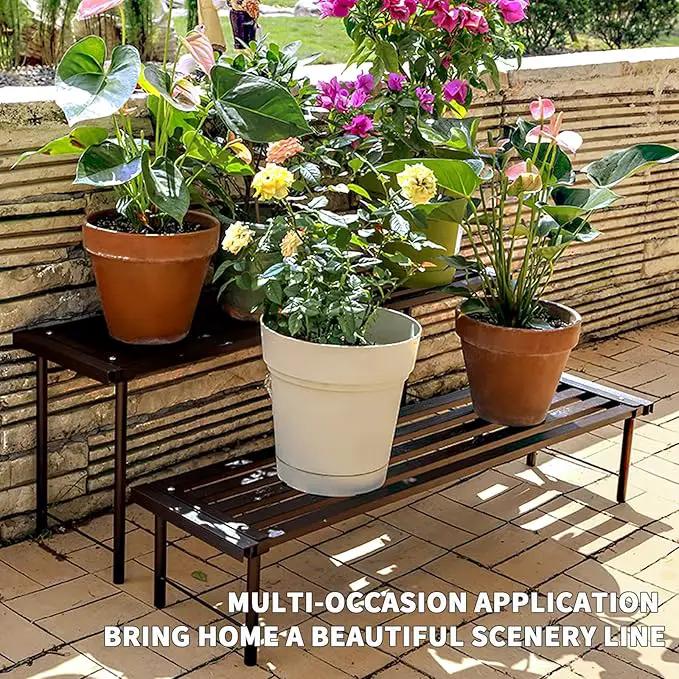 Metal Plant Stand, Rust-proof Aluminum Flower Pot Stand, Plants Display Stands Decoration Racks for Living Room Balconies and Gardens (90 Ebony) by GreenHaven Gardens