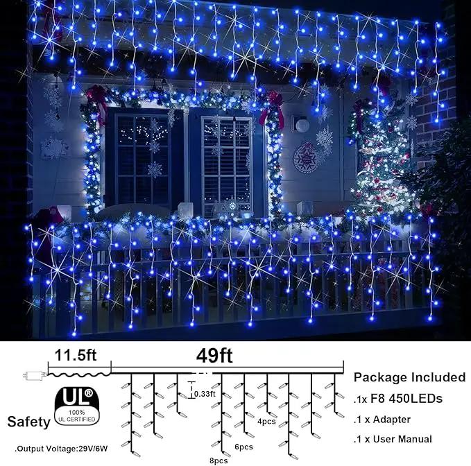 49FT 450LED F8 Upgraded Christmas Lights Decorations - 8 Modes Waterproof Outdoor Fairy String Lights With Memory and Timer - Plug-in for Holiday, Party, Wedding, Home, Roof by GreenHaven Gardens