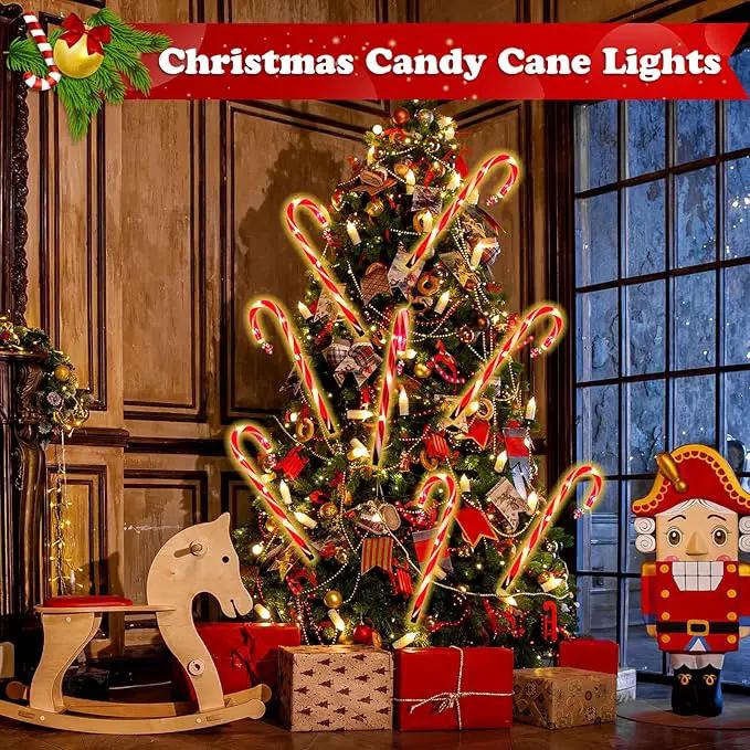 12 Pack Christmas Candy Cane Lights Outdoor Solar Pathway Lights Christmas Decorations Waterproof Driveway Walkway Markers Yard Garden Home Xmas Decor, 2-in-1 Rechargeable Solar Power by GreenHaven Gardens