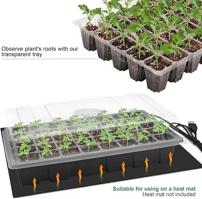 MIXC Seedling Trays Seed Starter Tray, 5-Pack Mini Propagator Plant Grow Kit Greenhouse with Humidity Vented Domes and Base for Seeds' Starting (40 Cells Per Tray, Total 200 Cells), Black by GreenHaven Gardens