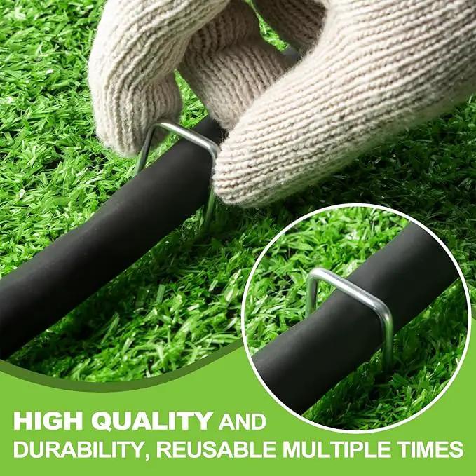 30 Pcs Galvanized Landscape Staples Metal Garden Stakes Heavy Duty for Ground Cover, U-Shaped Pins Yard Stakes Weed Barrier Fabric, Garden Hose, Drip Irrigation, 1 inch*(6+4 inch) by GreenHaven Gardens