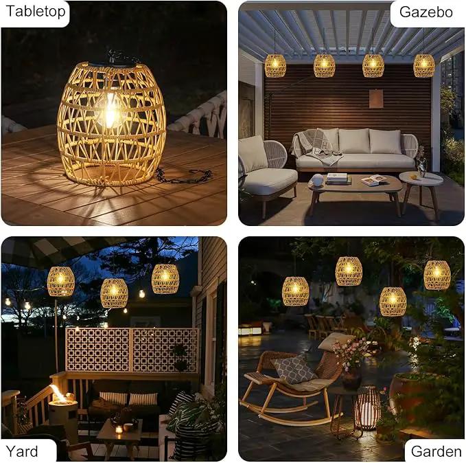 Solar Lanterns Outdoor Waterproof Light, Rattan Solar Powered Lantern for Hanging or Table Lamp Chandelier Light for Outside Patio Yard Garden Gazebo Porch Home Decorations by GreenHaven Gardens
