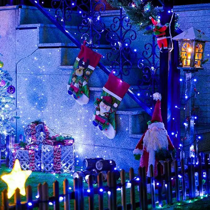 JMEXSUSS 250 LED Blue Christmas String Lights: 91.5ft Extendable Green Wire Blue Christmas Lights Outdoor Waterproof - 8 Modes Christmas Tree Lights Indoor by GreenHaven Gardens