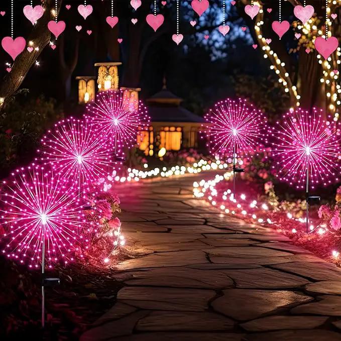6 Pack Pink Solar Firework Lights 180 LED 8 Lighting Modes Waterproof Outdoor Decorative Solar Lights for Easter Wedding Birthday Garden Patio Yard Pathway Walkway Lawn Decor by GreenHaven Gardens