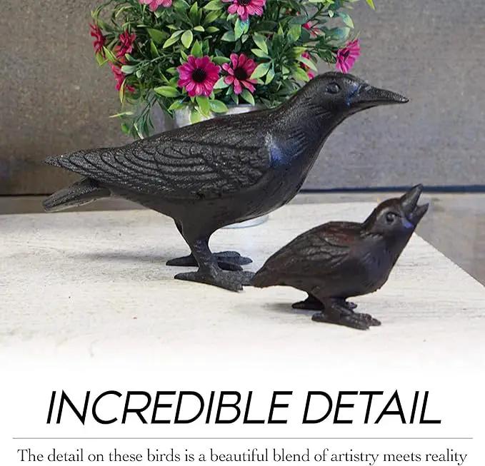 NACH Cast Iron Baby Crow Statue, Raven Garden Statues, Crow Garden Sculpture, Bird Figurines Home Decor, Crow Decor, Raven Decor, Black Bird Statue, 5.4 x 2.2 x 3.2 inches, JS-90-7116 by GreenHaven Gardens