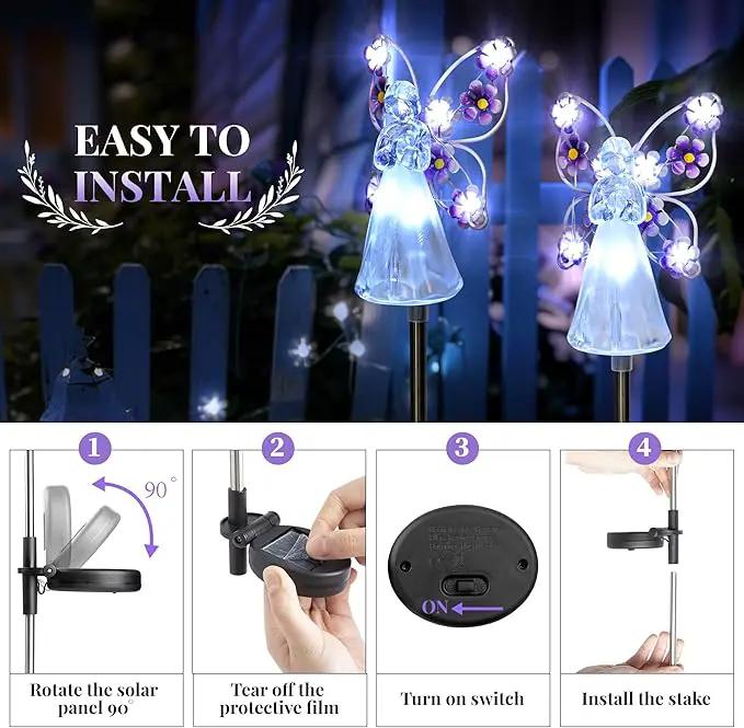 GIGALUMI Solar Angel Garden Stake Lights - 2 Pack Angel Solar Lights Outdoor Garden, Eternal Light Angel with 7 LEDs for Cemetery Grave Decorations, Memorial Gift, Christmas Yard Art, Sympathy Gifts by GreenHaven Gardens