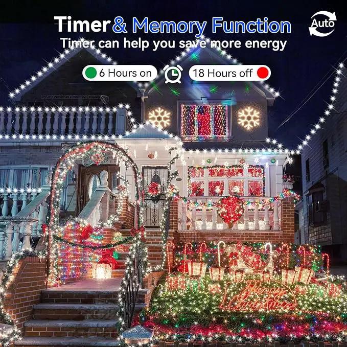 Hezbjiti 2 Pack 1000 LED 403 FT Christmas String Lights Outdoor, 8 Lighting Modes IP44 Waterproof Fairy Lights with Timer and Dimmable Function for Party Tree Decorations (Cold White, Green Wire) by GreenHaven Gardens