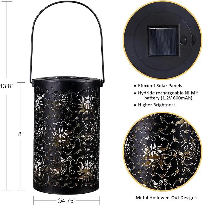 Solar Lanterns Outdoor Hanging Waterproof Metal Sun Moon Star Pattern Lanterns for Garden Patio Yard Lawn Front Porch Decor as Birthday Gifts for Mom Grandma Women by GreenHaven Gardens