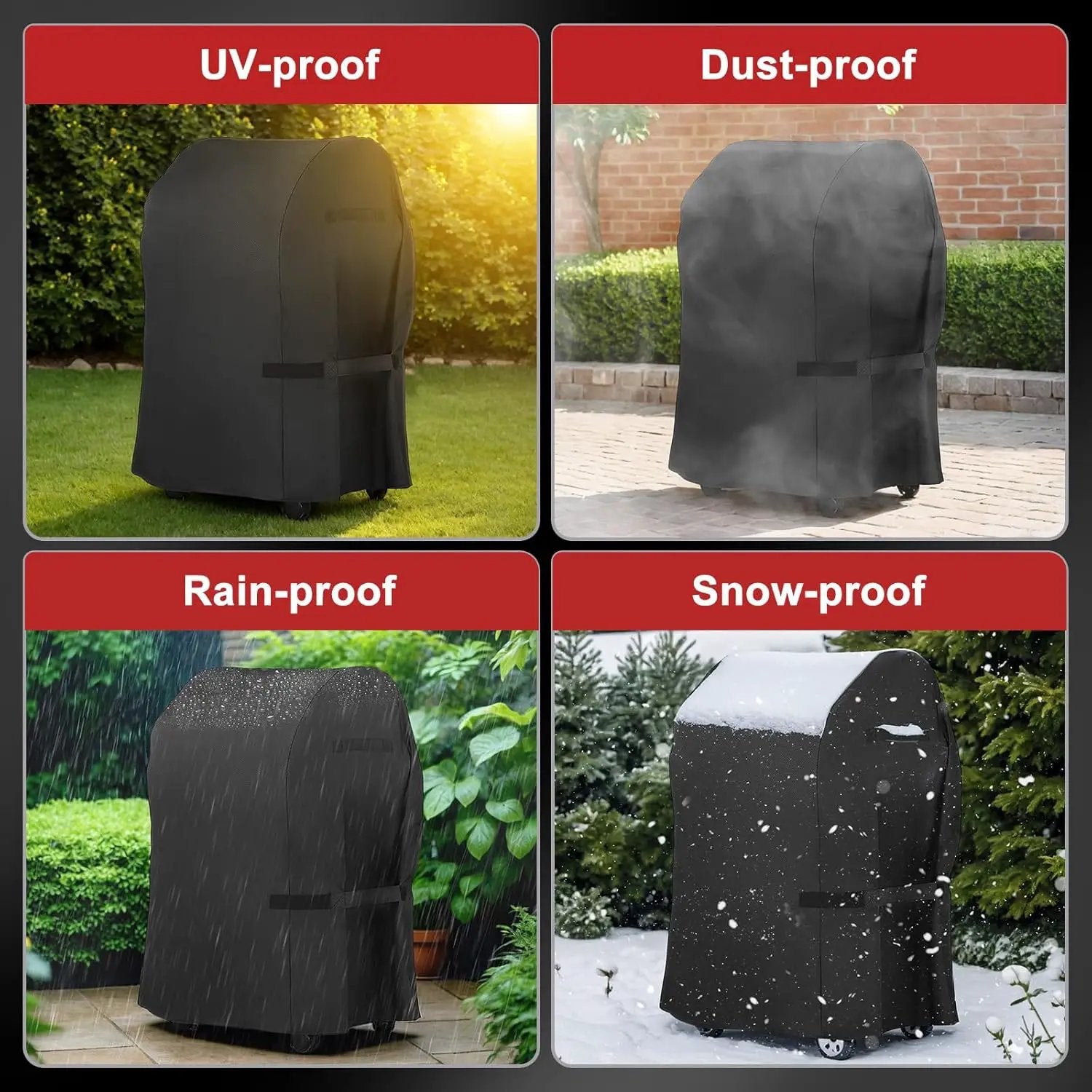 LBTING Grill Cover, 32-inch Heavy Duty 300D Oxford Waterproof Windproof UV Resistant BBQ Gas Grill Cover for Outdoor Barbecue Fit Most Brands Weber, Brinkmann, Char Broil, Holland by GreenHaven Gardens