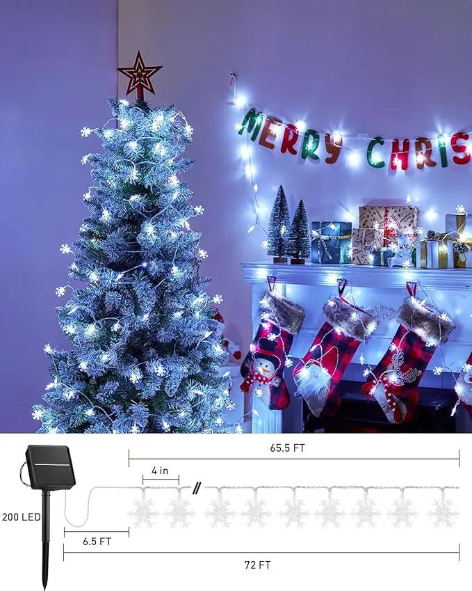 Brightown Solar Christmas Snowflake String Lights, 72FT 200 LED Outdoor Waterproof Fairy Lights with 8 Lighting Modes for Wedding, Party, Tree, Room, Garden, Patio, Yard, Home, Pure White by GreenHaven Gardens
