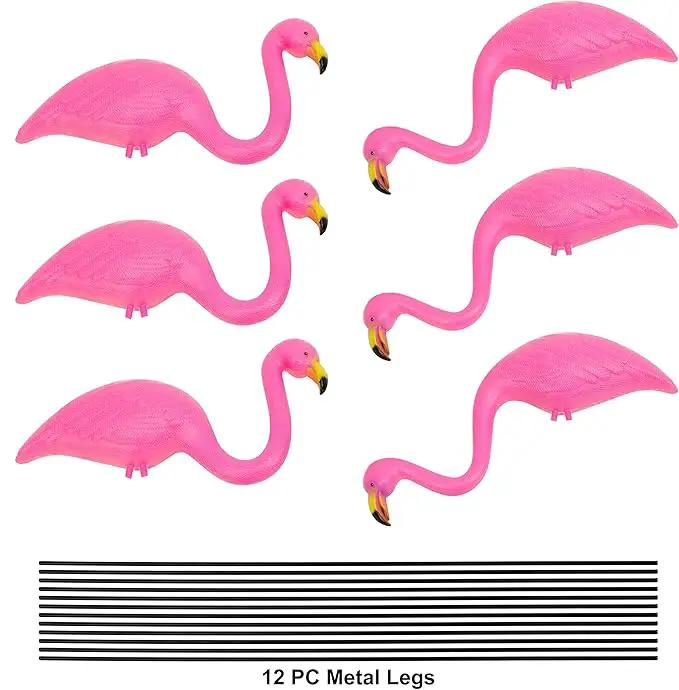 GiftExpress Pink Flamingos Yard Decorations - 6 Pack Small 14" Tall Plastic Flamingo Statue w/Metal Stakes - Flamingo Lawn Ornaments & Garden Decor for Outdoor Parties by GreenHaven Gardens