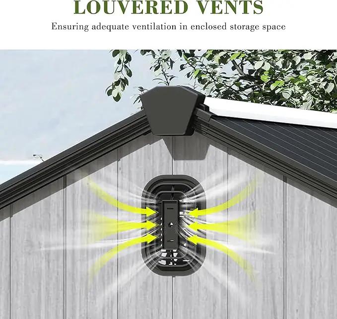 Domi 6x4FT Outdoor Resin Storage Shed with Transparent Windows & Louvered Vents, Plastic Tool Shed with Double Lockable Doors & Gable Roof, Outside Garden Shed for Backyard, Patio, Lawn, Grey by GreenHaven Gardens