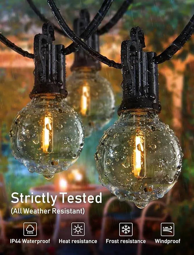 Brightown Outdoor String Lights - 2 Pack Globe Patio Lights 100 Ft with 50 G40 Shatterproof Bulbs, Waterproof Connectable Commercial Hanging Lights for Backyard Bistro Porch Cafe by GreenHaven Gardens