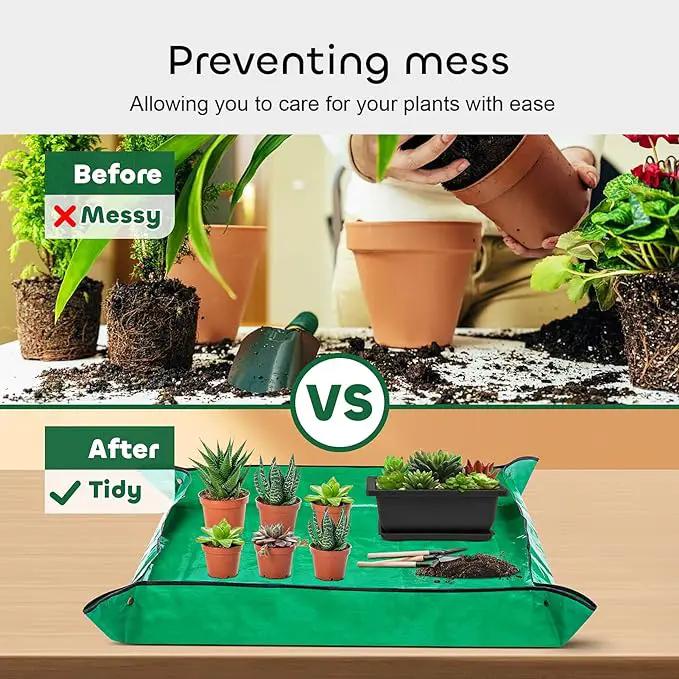GROWNEER Bonsai Training Pots 3 Packs 9Inch with Drainage Humidity Trays, Bonsai Tree Starter Kits with 1 Repotting Mat, Growing Planter Set for Garden, Yard, Balcony, Office, Living Room by GreenHaven Gardens